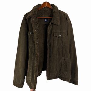 Vintage 90s Y2K Gap Men's Brown Sherpa Lined Corduroy Icon Jacket XXL Aviator